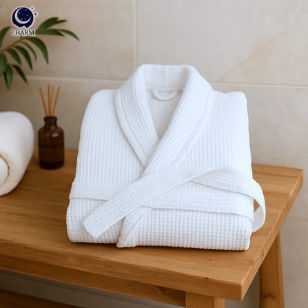 CHARM เสื้อคลุมอาบน้ำ ผ้าคอตตอนรังผึ้ง WAFFLE ฟรีไซซ์ (HOTEL BATHROBE)_0